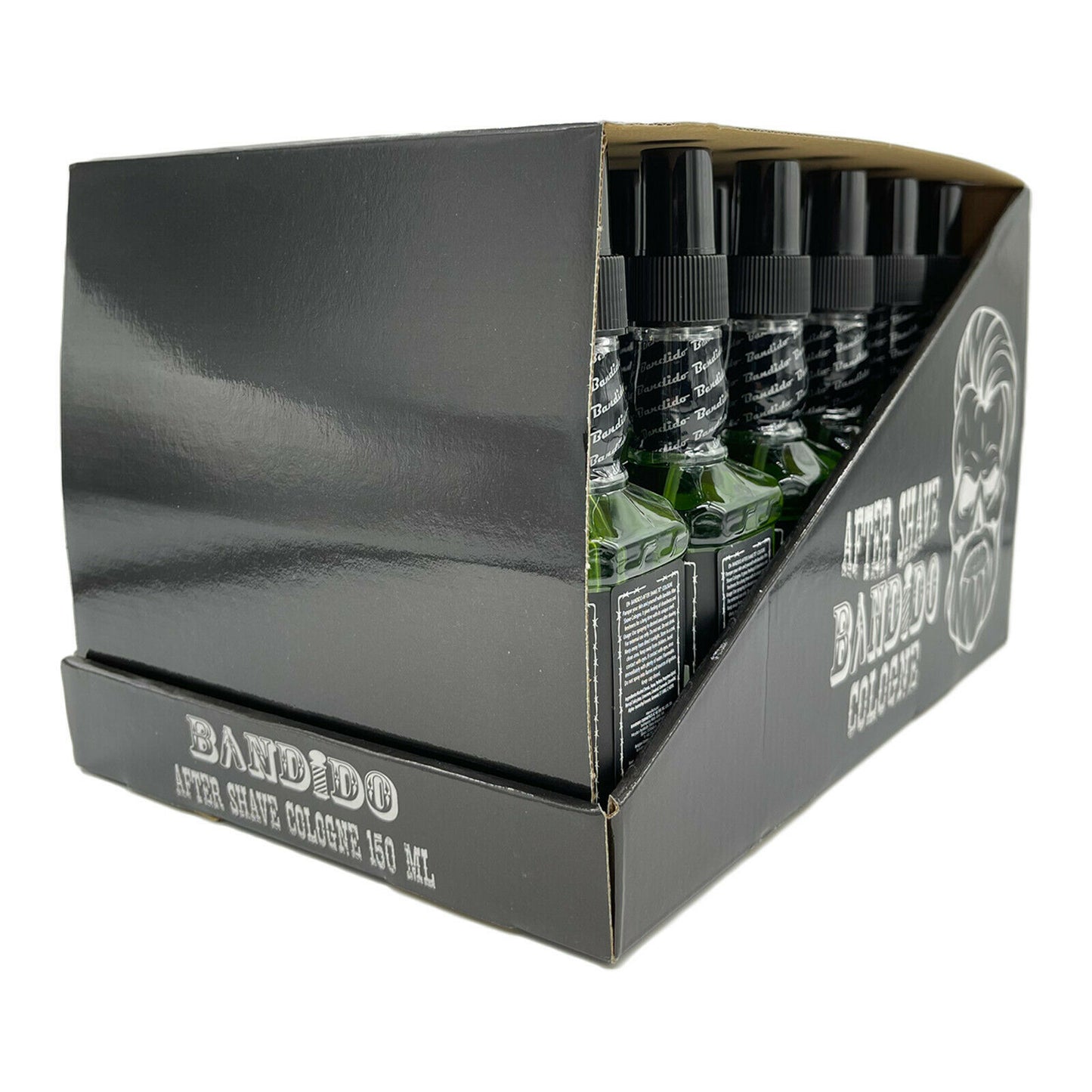 24 x Bandido Aftershave Cologne (Army / Sydney 150ml) mit Stand Verpackung für Friseure