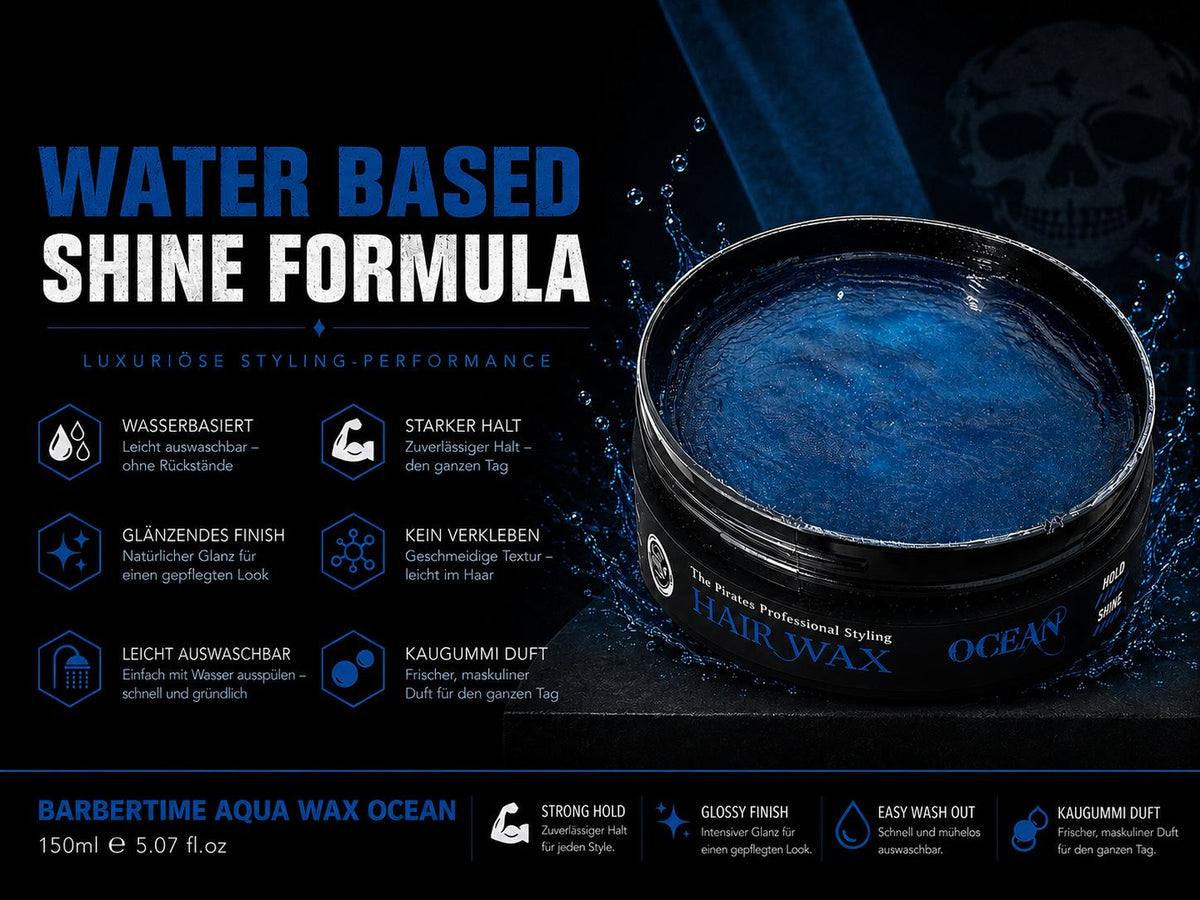 Barbertime Aqua Wax Ocean (150ml) – Haarwachs mit starkem Halt & Bubble Gum Duft
