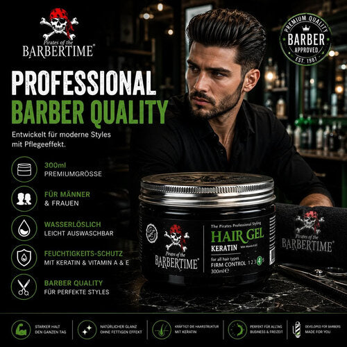 Barbertime Haargel Keratin (300ml) – Starker Halt & Glanz mit Pflege