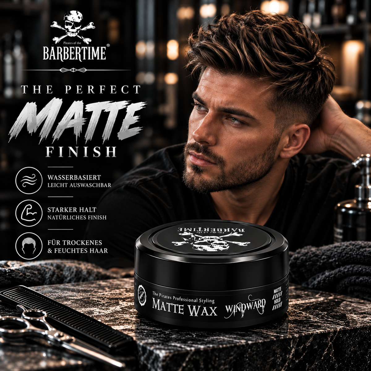 Barbertime Matte Wax Windward (150ml) – Starker Halt & Maritimer Duft