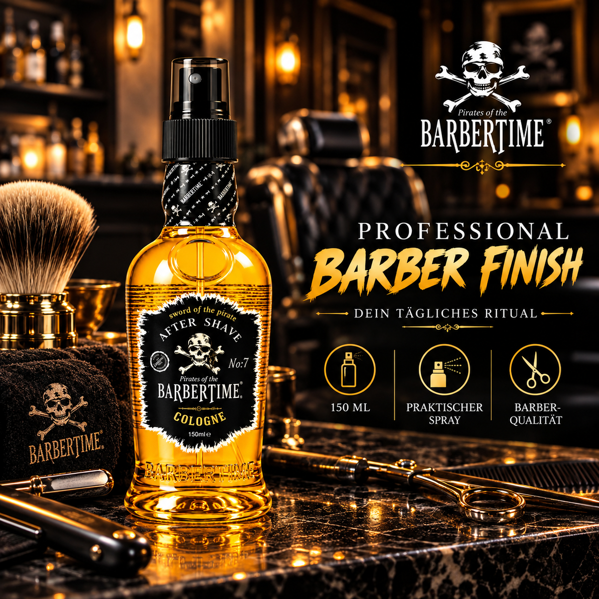 Barbertime Aftershave Cologne 150ml - No.7 Sword Of The Pirate