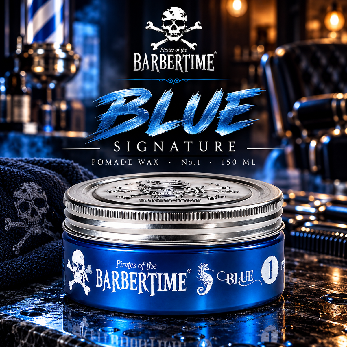 Barbertime Aqua Pomade Blue No.1 – Maximaler Halt & Bubble-Gum-Duft (150ml)