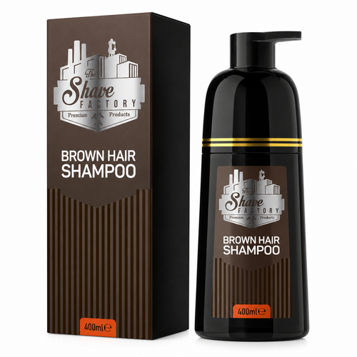 The Shave Factory Brown Hair Color Shampoo 400ml – Dunkelbraune Haarfarbe in 5–10 Min.