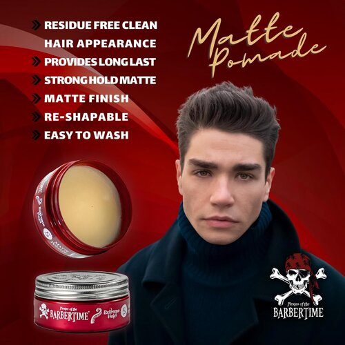 Barbertime Matte Pomade Red No.5 – Starker Halt & Vanilleduft (150ml)