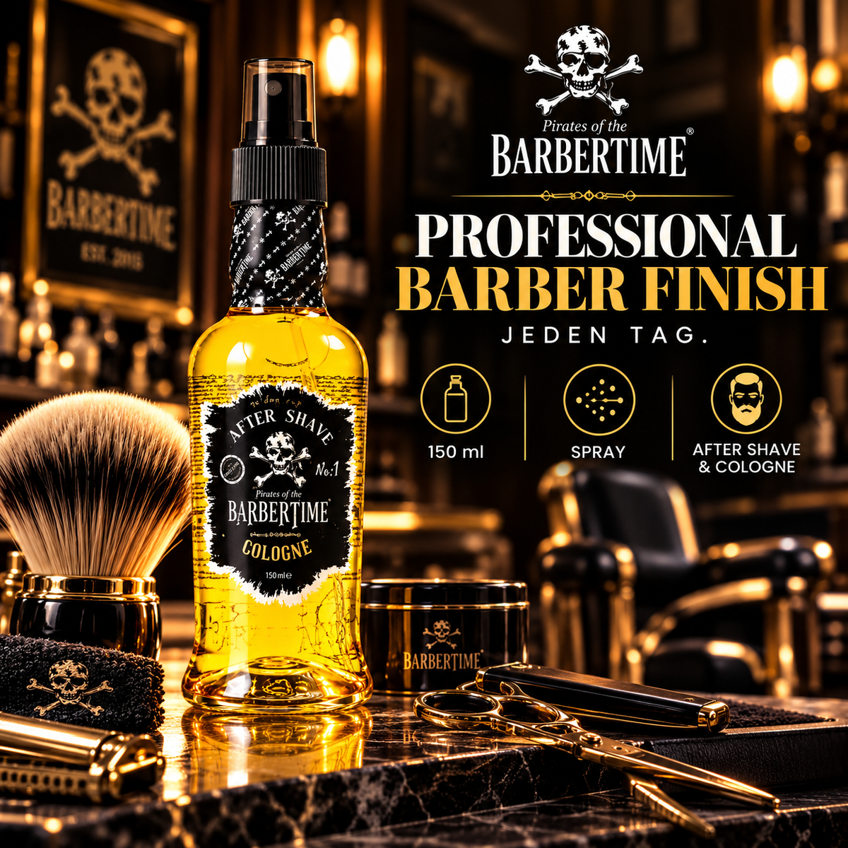 Barbertime Aftershave Cologne Golden Cup No.1 – Edler Herrenduft 150ml