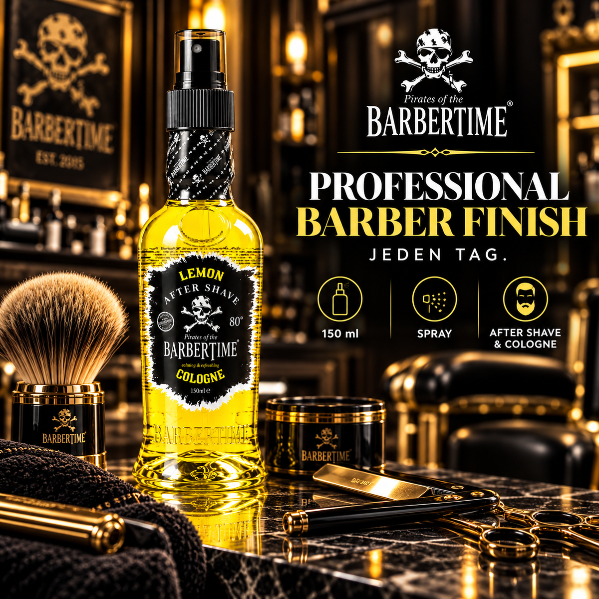 Barbertime Aftershave Lemon 150ml – Frischer Zitronenduft mit Stil