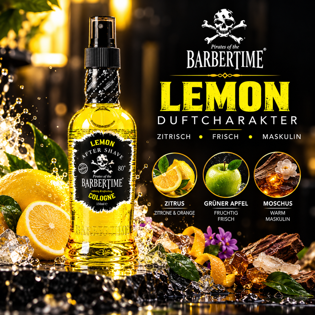 Barbertime Aftershave Lemon 150ml – Frischer Zitronenduft mit Stil
