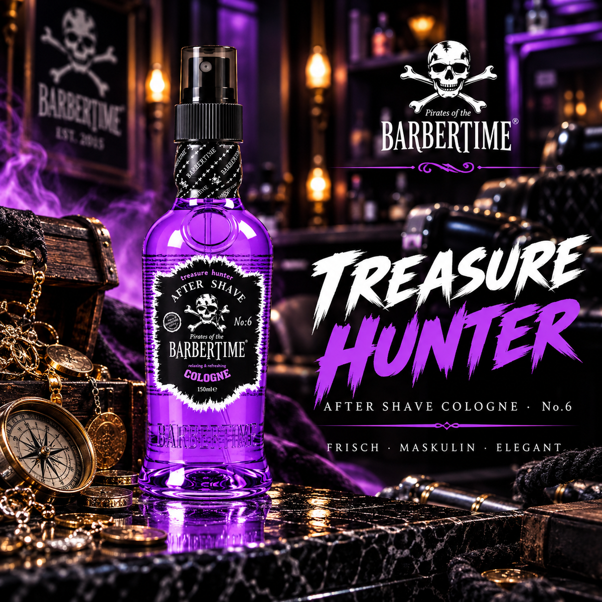Barbertime Aftershave Cologne 150ml - No.6 Treasure Hunter