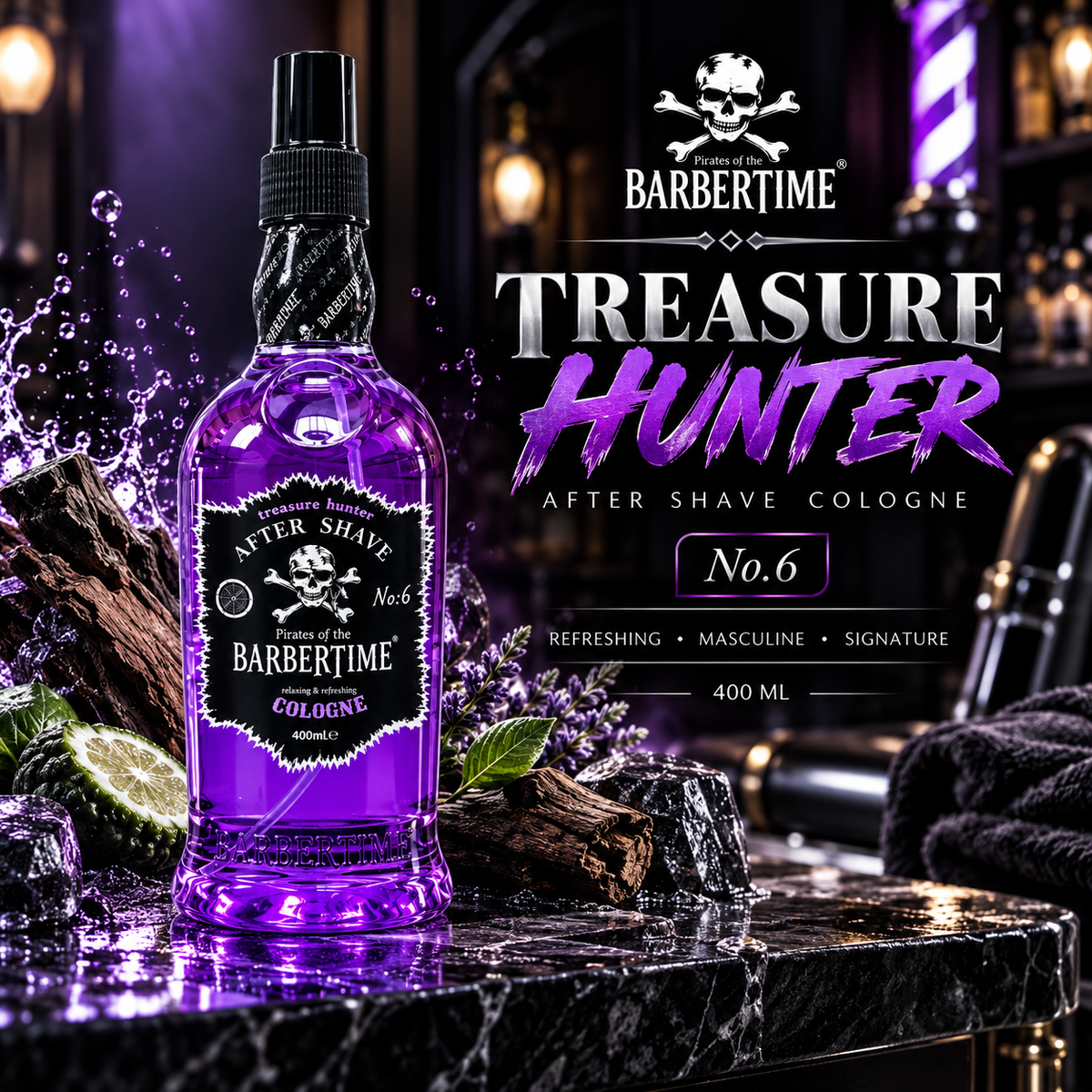 Barbertime Aftershave Cologne 400ml - No.6 Treasure Hunter