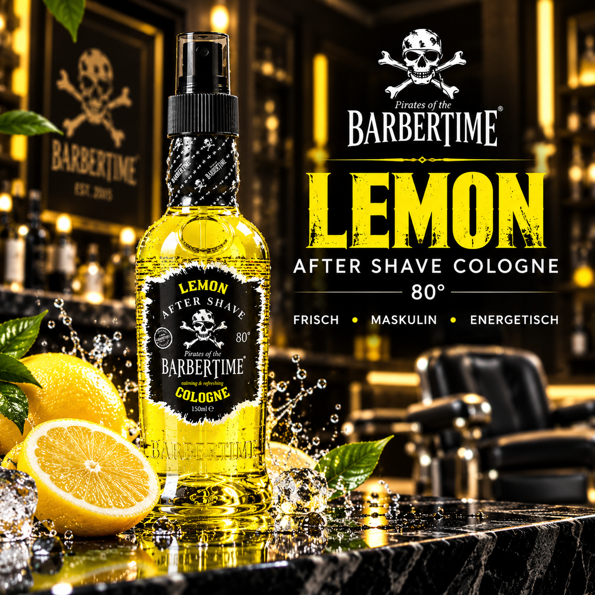 Barbertime Aftershave Lemon 150ml – Frischer Zitronenduft mit Stil
