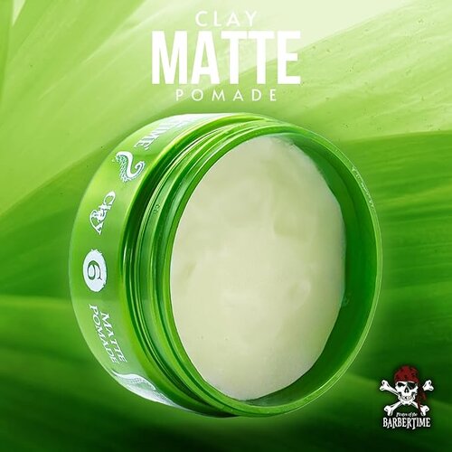 Barbertime Matte Clay Pomade Green No.6 – Starker Halt & Apfelduft (150ml)