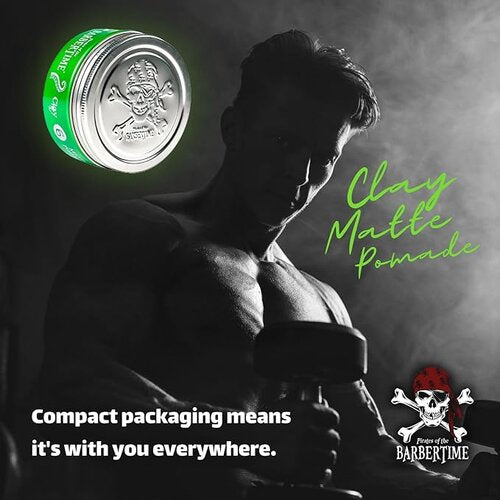 Barbertime Matte Clay Pomade Green No.6 – Starker Halt & Apfelduft (150ml)