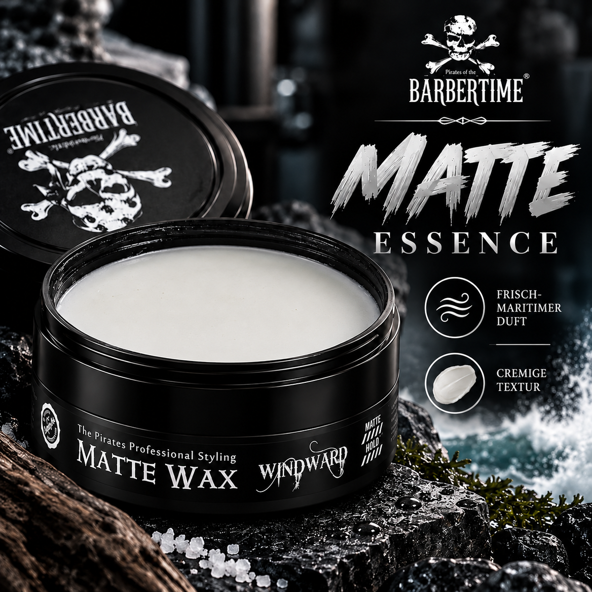 Barbertime Matte Wax Windward (150ml) – Starker Halt & Maritimer Duft