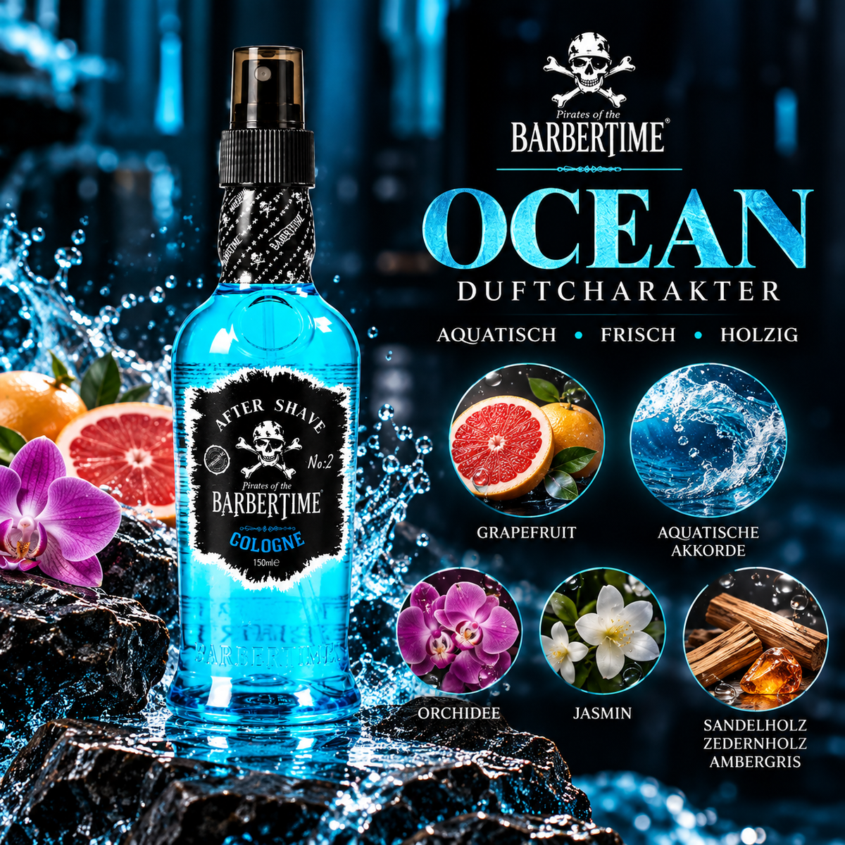 Barbertime Aftershave No.2 Ocean 150ml – Frischer maritimer Duft