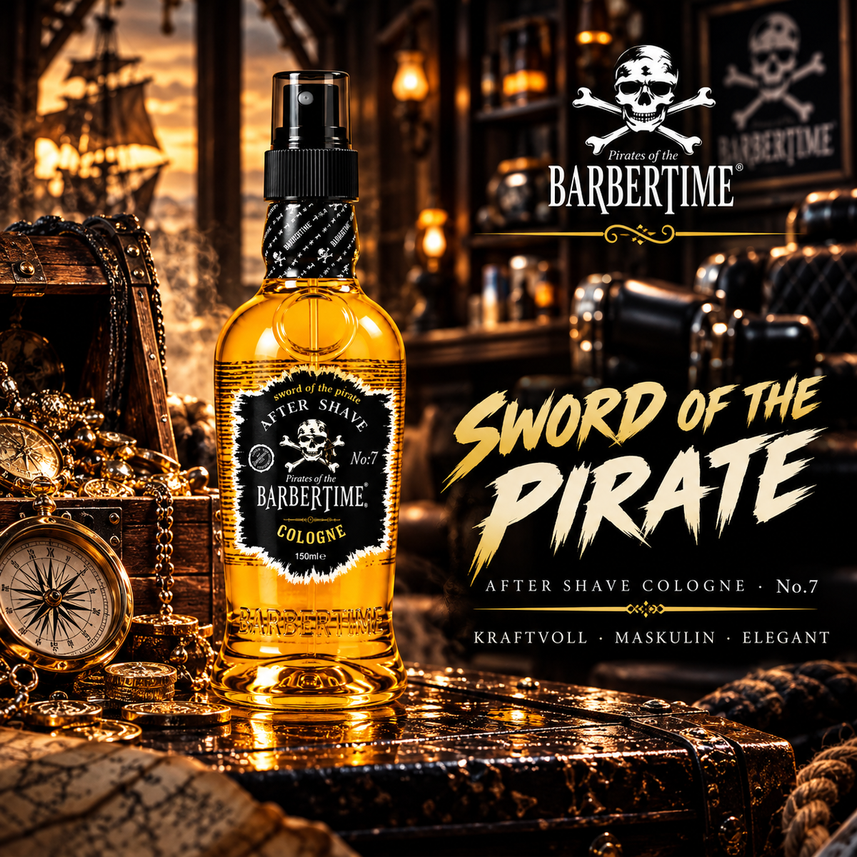 Barbertime Aftershave Cologne 150ml - No.7 Sword Of The Pirate