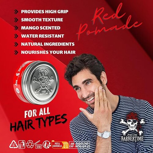 Barbertime Red No.2 Pomade – Fester Halt & Mango-Duft (150ml)