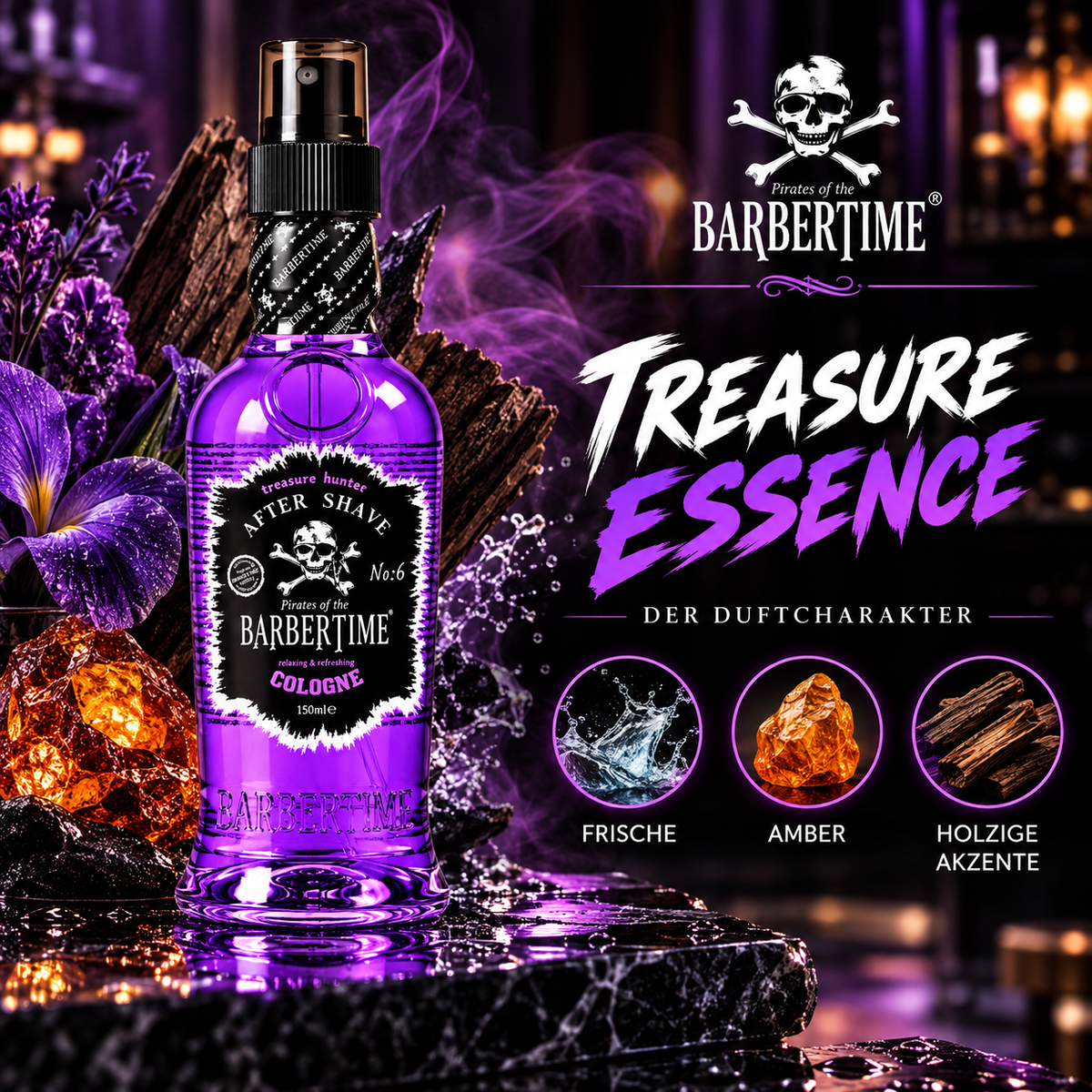 Barbertime Aftershave Cologne 150ml - No.6 Treasure Hunter