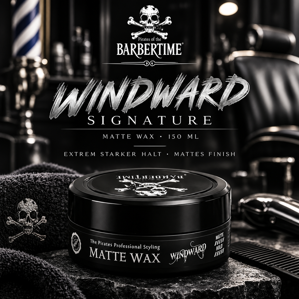 Barbertime Matte Wax Windward (150ml) – Starker Halt & Maritimer Duft
