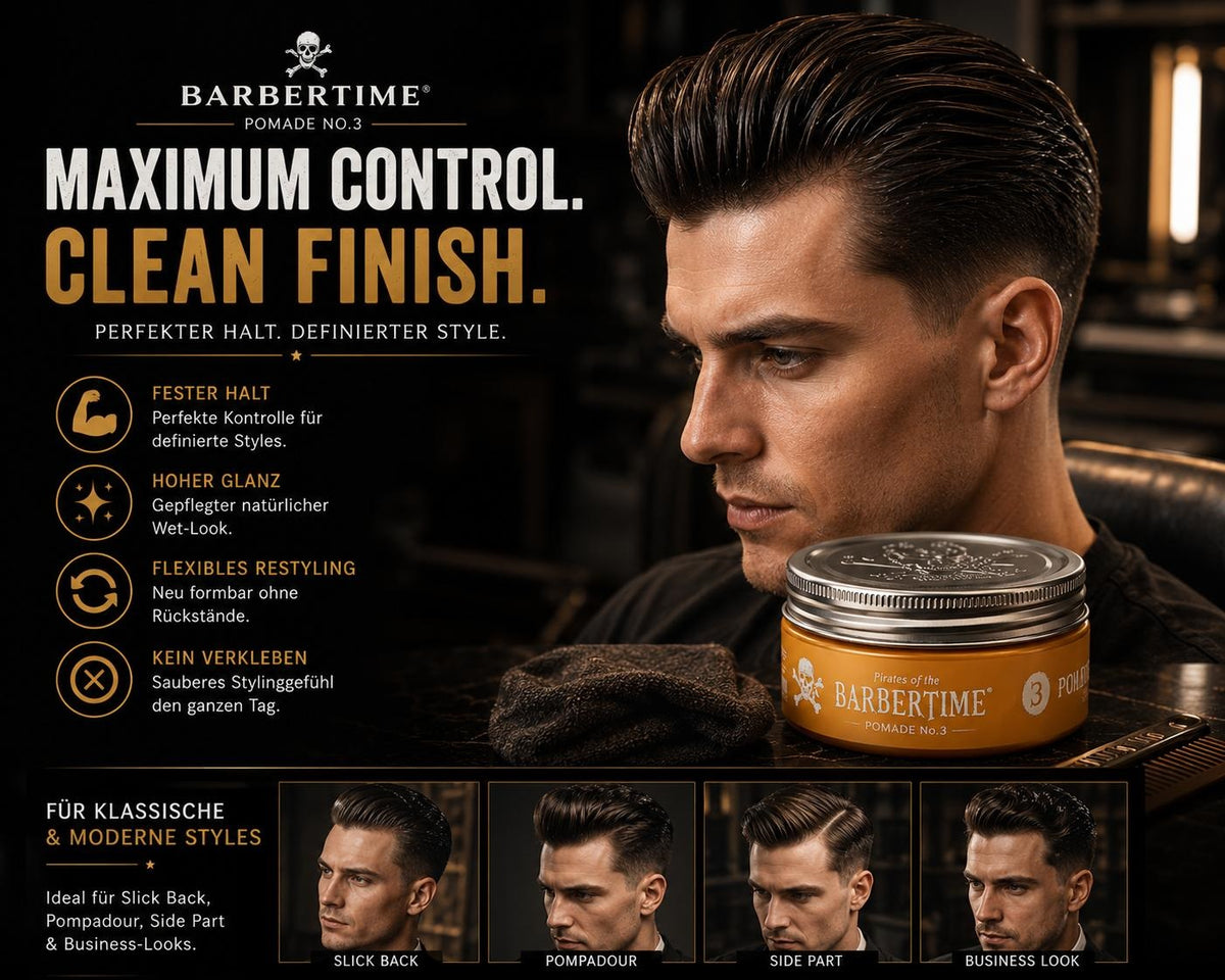 Barbertime Gold No.3 Pomade – Hoher Glanz & edler Duft (150ml)