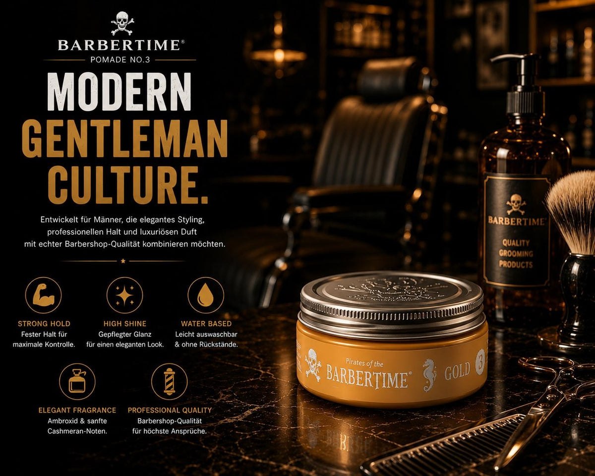 Barbertime Gold No.3 Pomade – Hoher Glanz & edler Duft (150ml)