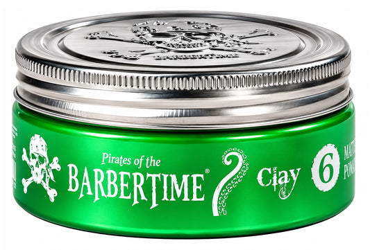 Barbertime Matte Clay Pomade Green No.6 – Starker Halt & Apfelduft (150ml)