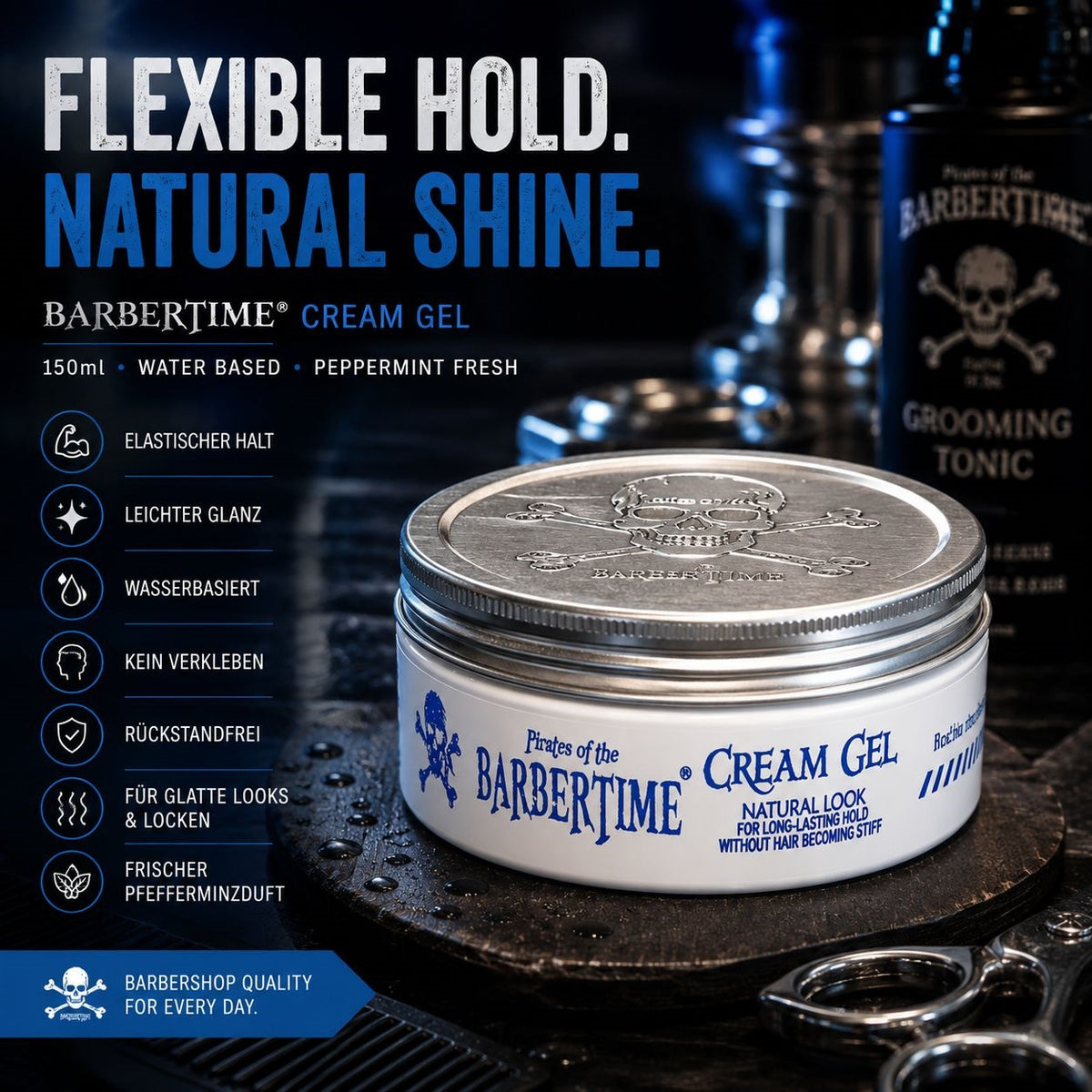 Barbertime Creme Gel (150ml) – Flexibler Halt & Pfefferminzduft