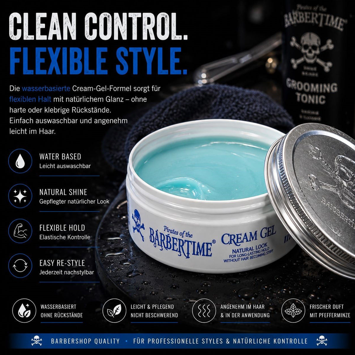 Barbertime Creme Gel (150ml) – Flexibler Halt & Pfefferminzduft