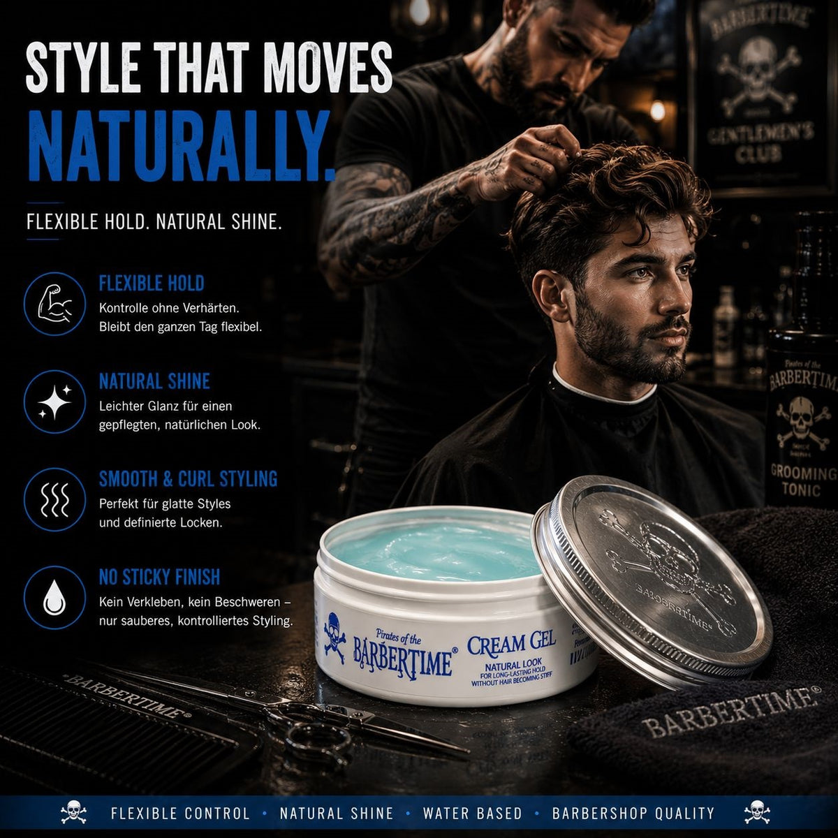 Barbertime Creme Gel (150ml) – Flexibler Halt & Pfefferminzduft