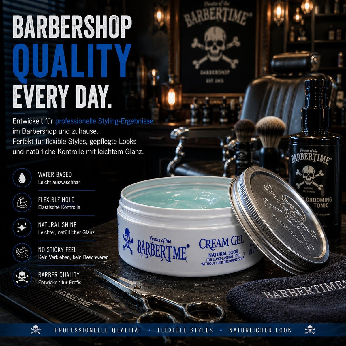 Barbertime Creme Gel (150ml) – Flexibler Halt & Pfefferminzduft